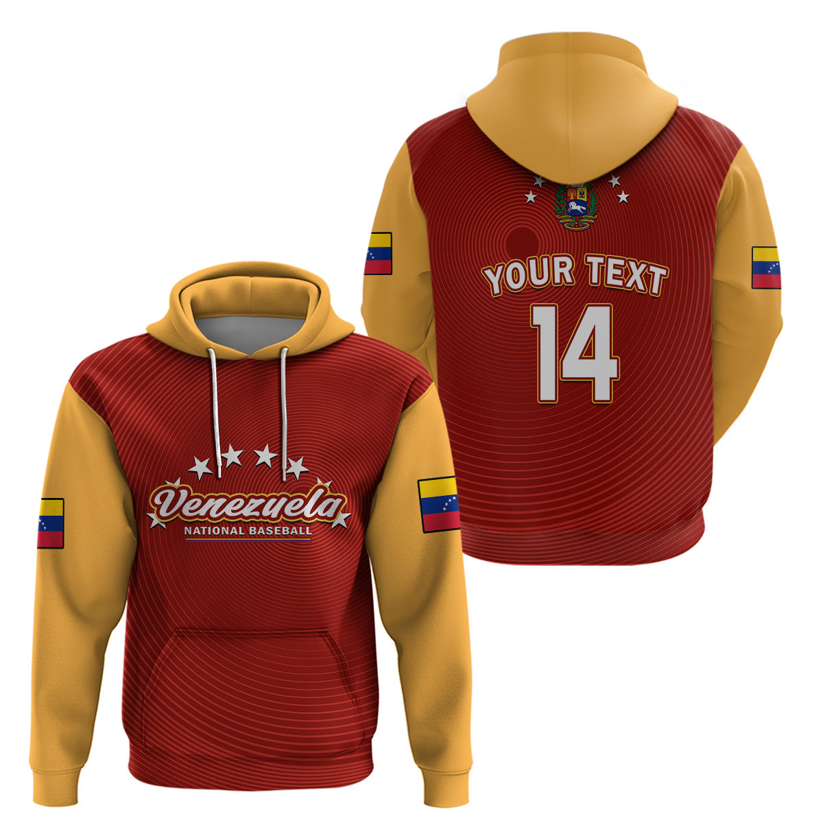 Custom Venezuela 2023 Baseball Mix Hoodie Coat Of Arms