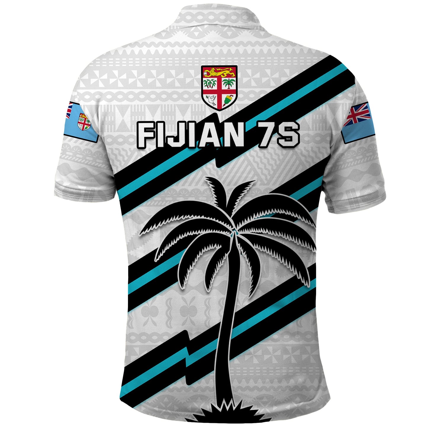 Fiji Rugby Tapa Pattern Fijian 7s White Polo Shirt