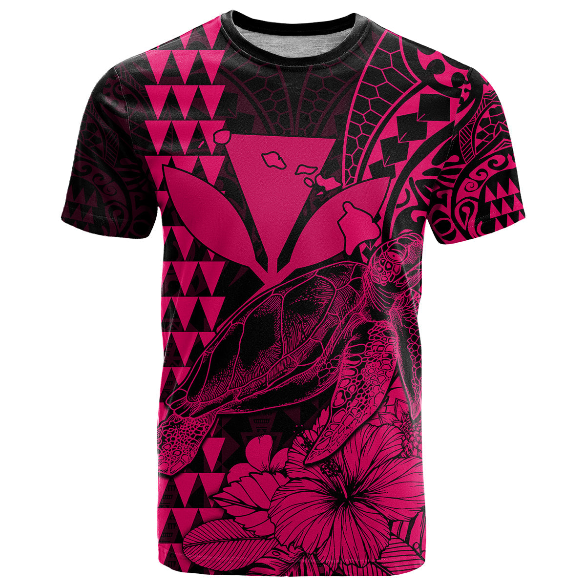 Kakau Polynesian Tribal Hawaiian Turtle With Kanaka Maoli Pink T Shirt