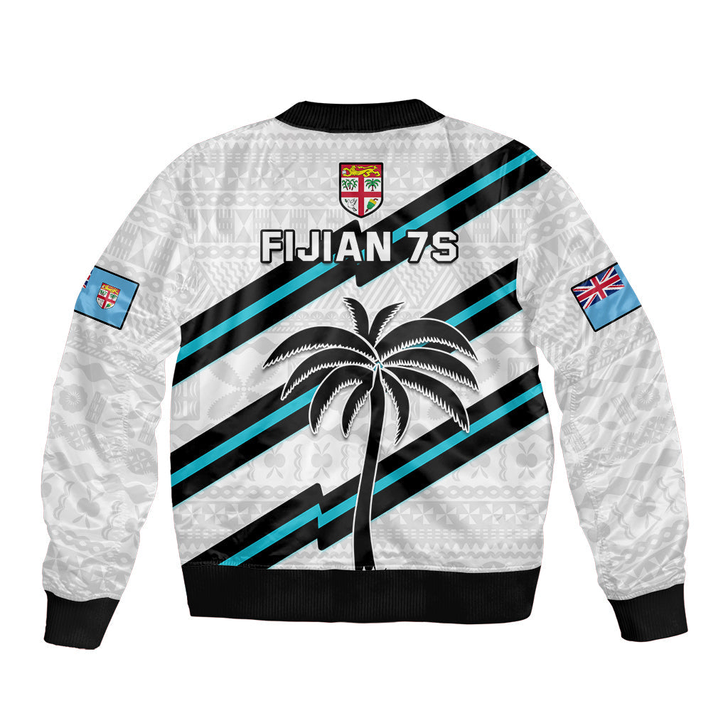 Fiji Rugby Tapa Pattern Fijian 7s White Bomber Jacket
