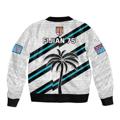 Fiji Rugby Tapa Pattern Fijian 7s White Bomber Jacket