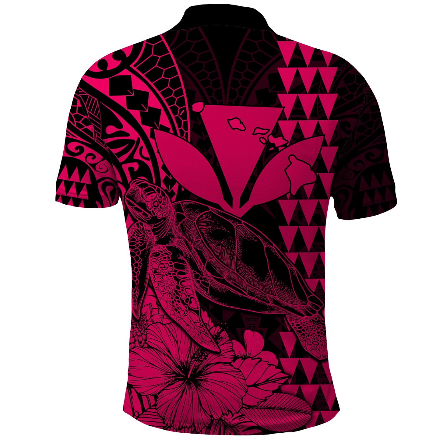 Kakau Polynesian Tribal Hawaiian Turtle with Kanaka Maoli Pink Polo Shirt