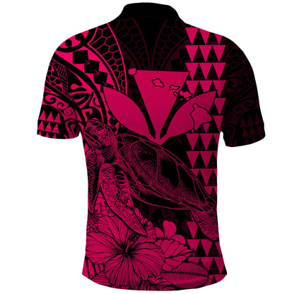 Kakau Polynesian Tribal Hawaiian Turtle with Kanaka Maoli Pink Polo Shirt