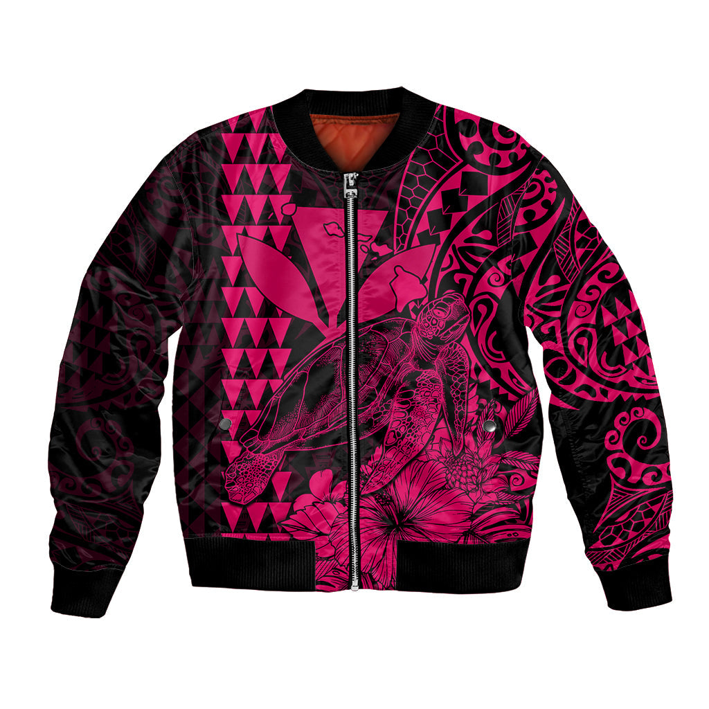 Kakau Polynesian Tribal Hawaiian Turtle with Kanaka Maoli Pink Bomber Jacket