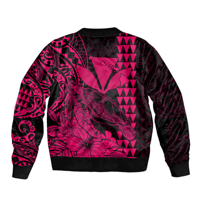 Kakau Polynesian Tribal Hawaiian Turtle with Kanaka Maoli Pink Bomber Jacket