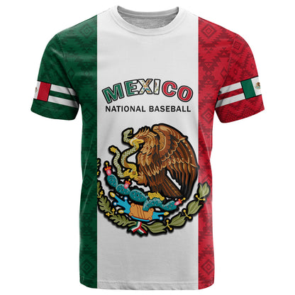 Custom Mexico 2023 Baseball Mexican Art Flag Style T Shirt