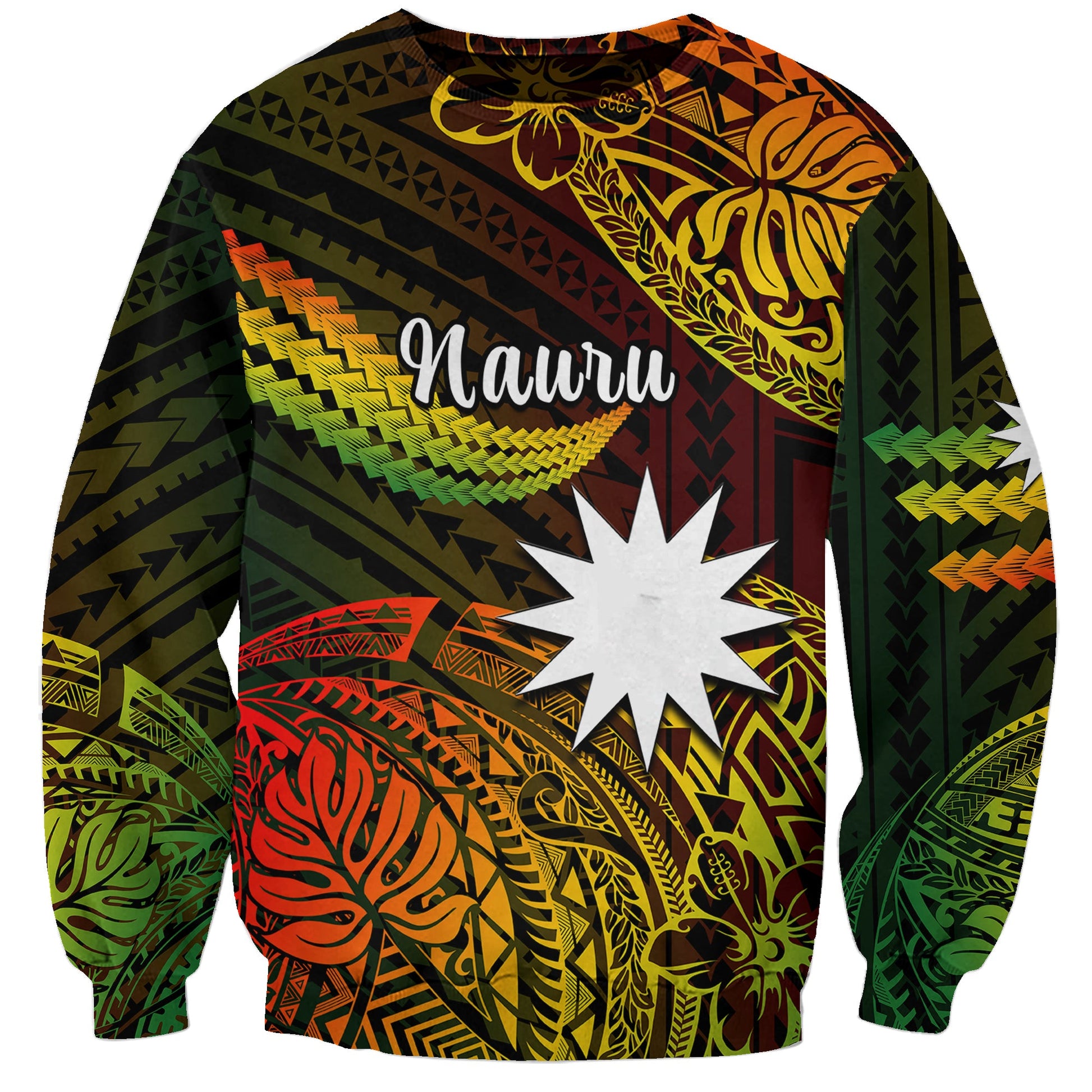 Custom Personalised Nauru Polynesian Hibiscus Naoero Reggae Sweatshirt