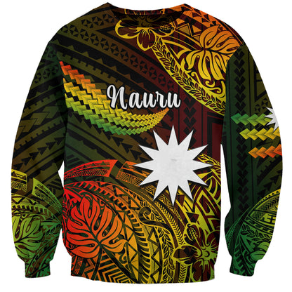Custom Personalised Nauru Polynesian Hibiscus Naoero Reggae Sweatshirt