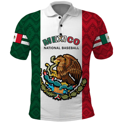 (Custom Text And Number) Mexico 2023 Baseball Mexican Art Flag Style Polo Shirt