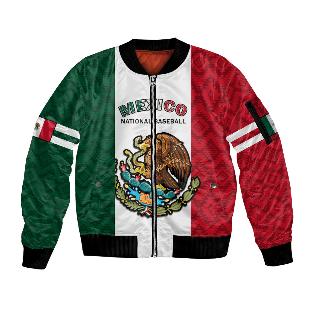 (Custom Text And Number) Mexico 2023 Baseball Mexican Art Flag Style Sleeve Zip Bomber Jacket
