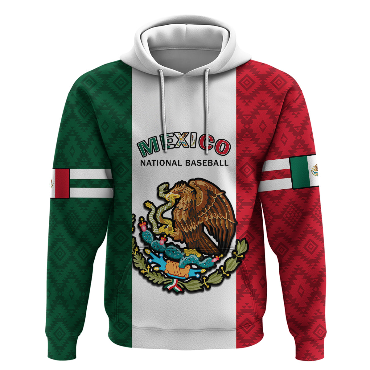 Custom Mexico 2023 Baseball Mexican Art Flag Style Hoodie