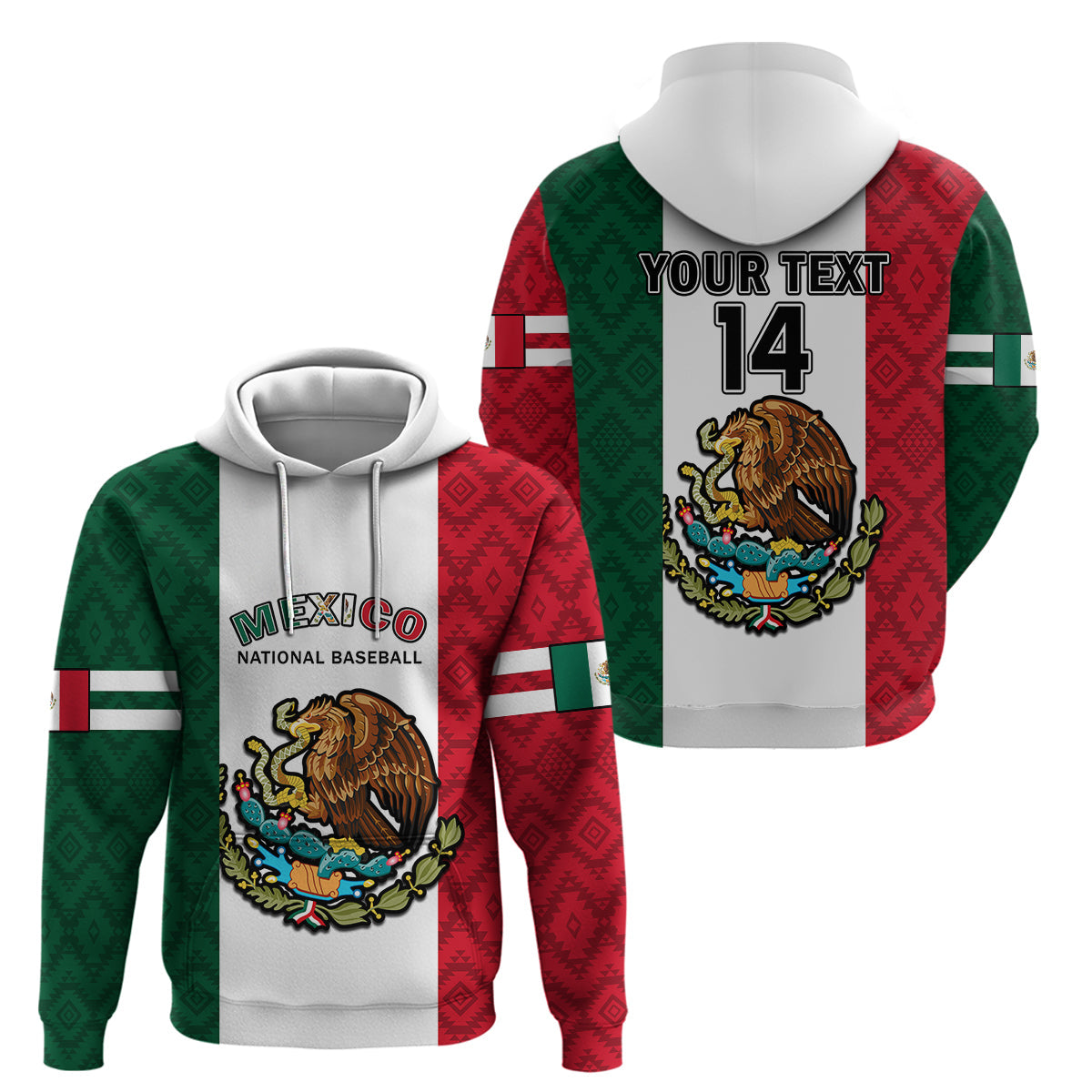 Custom Mexico 2023 Baseball Mexican Art Flag Style Hoodie