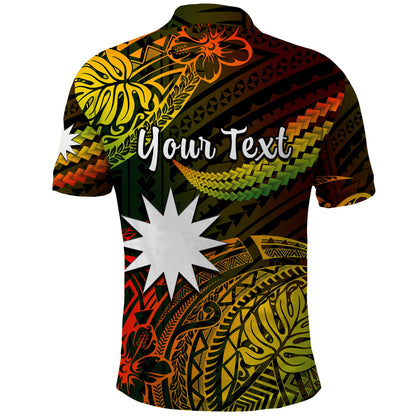 Custom Personalised Nauru Polynesian Hibiscus Naoero Reggae Polo Shirt