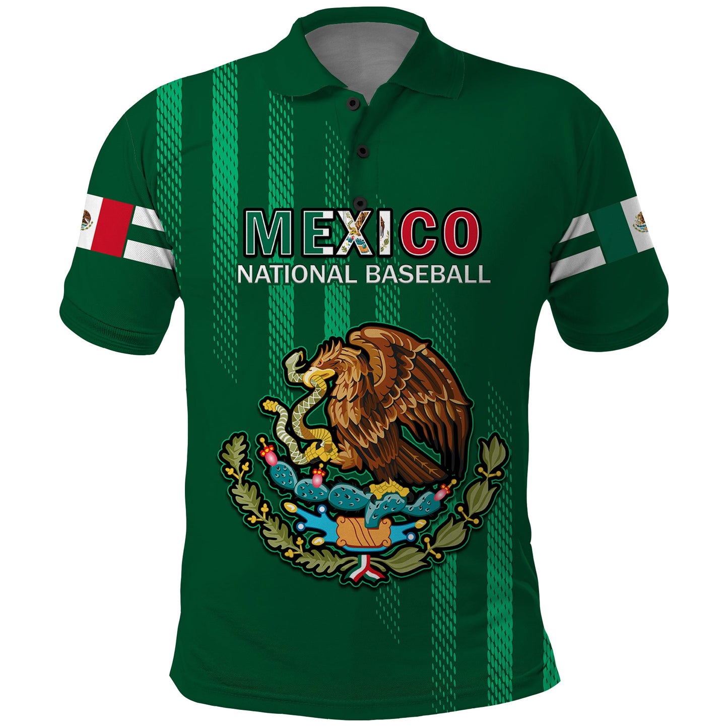 (Custom Text And Number) Mexico 2023 Baseball Mix Polo Shirt Coat Of Arms