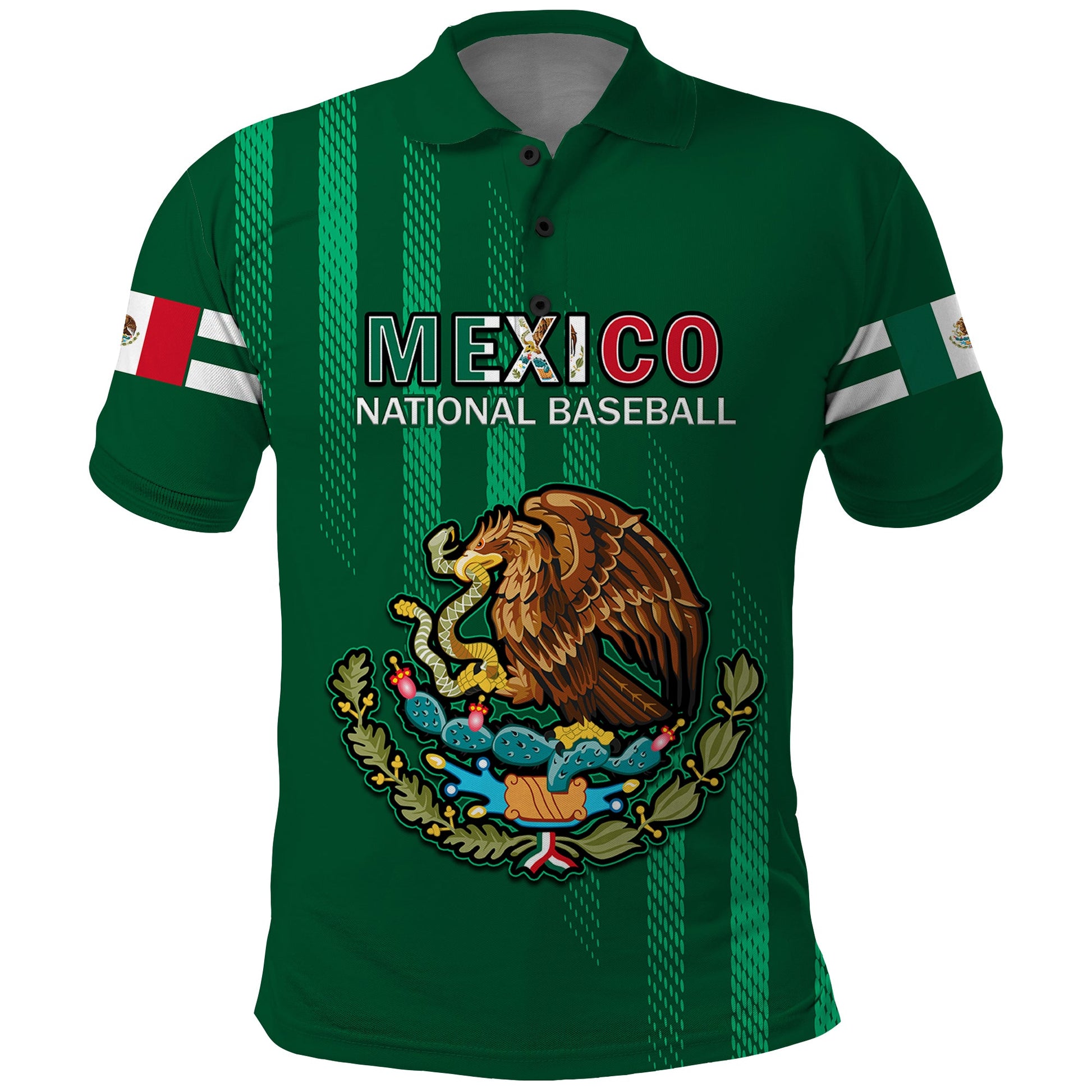(Custom Text And Number) Mexico 2023 Baseball Mix Polo Shirt Coat Of Arms