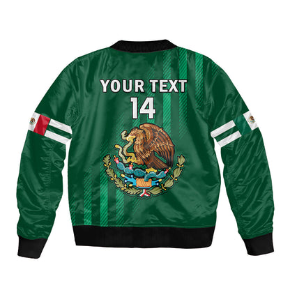 (Custom Text And Number) Mexico 2023 Baseball Mix Coat Of Arms Sleeve Zip Bomber Jacket