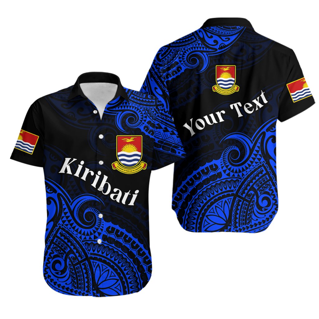 Custom Personalised Ribaberiki Kiribati Coat Of Arms Mix Blue Polynesian Hawaiian Shirt