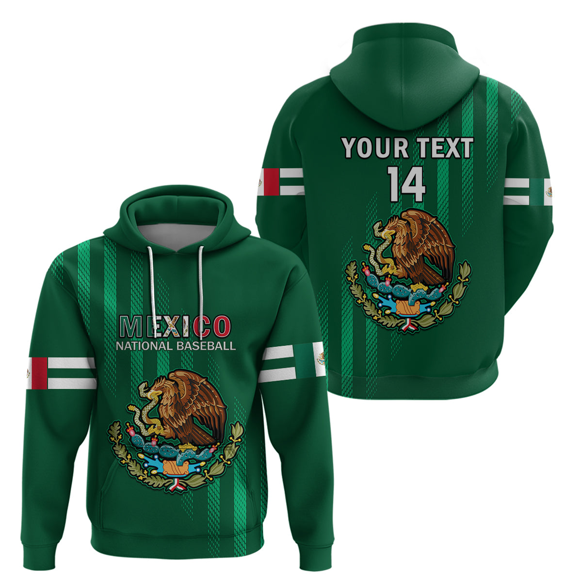 Custom Mexico 2023 Baseball Mix Hoodie Coat Of Arms