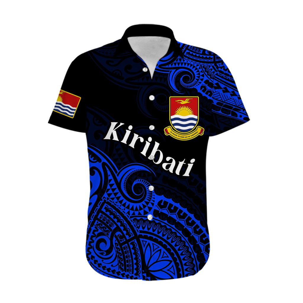 Custom Personalised Ribaberiki Kiribati Coat Of Arms Mix Blue Polynesian Hawaiian Shirt
