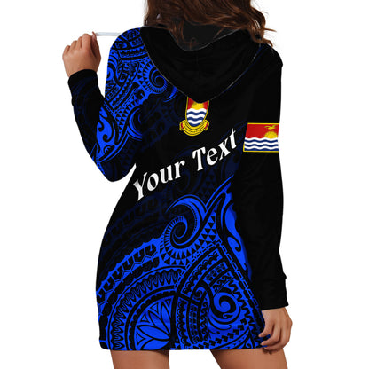 Custom Personalised Ribaberiki Kiribati Coat Of Arms Mix Blue Polynesian Hoodie Dress