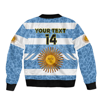(Custom Text And Number) Argentina Rugby 7s Vamos Pumas Sleeve Zip Bomber Jacket