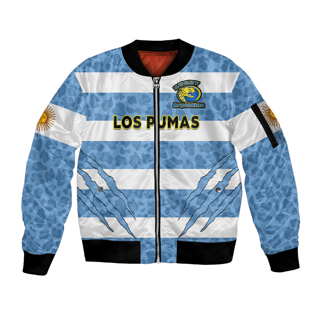(Custom Text And Number) Argentina Rugby 7s Vamos Pumas Sleeve Zip Bomber Jacket