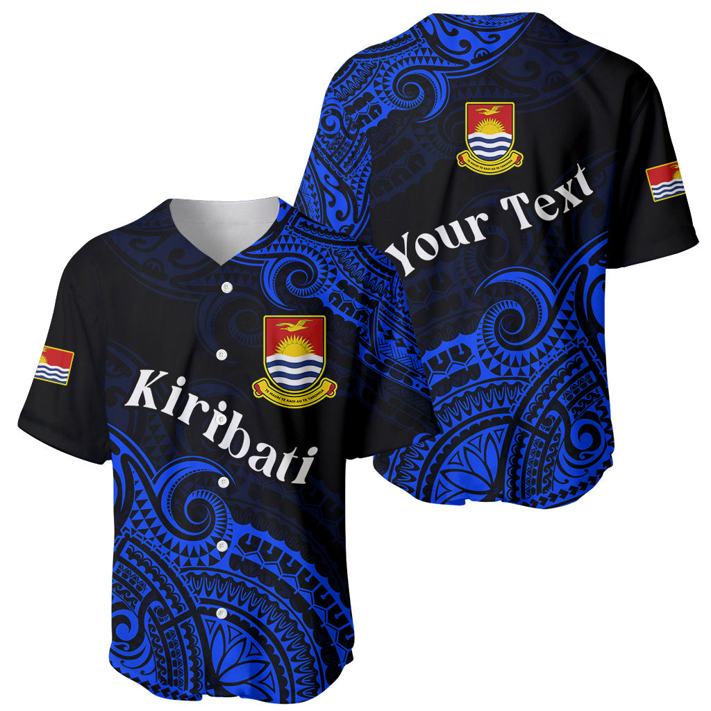 (Custom Personalised) Ribaberiki Kiribati Coat Of Arms Mix Blue Polynesian Baseball Jersey
