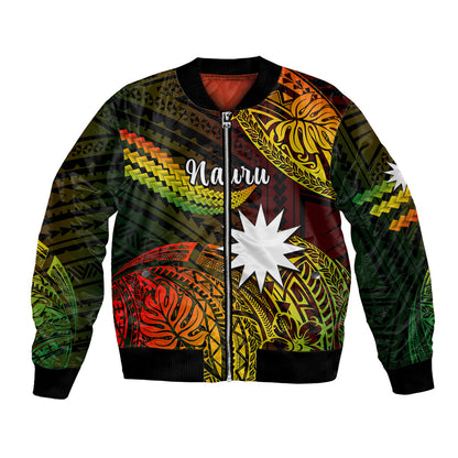 (Custom Personalised) Nauru Polynesian Hibiscus Naoero Reggae Bomber Jacket