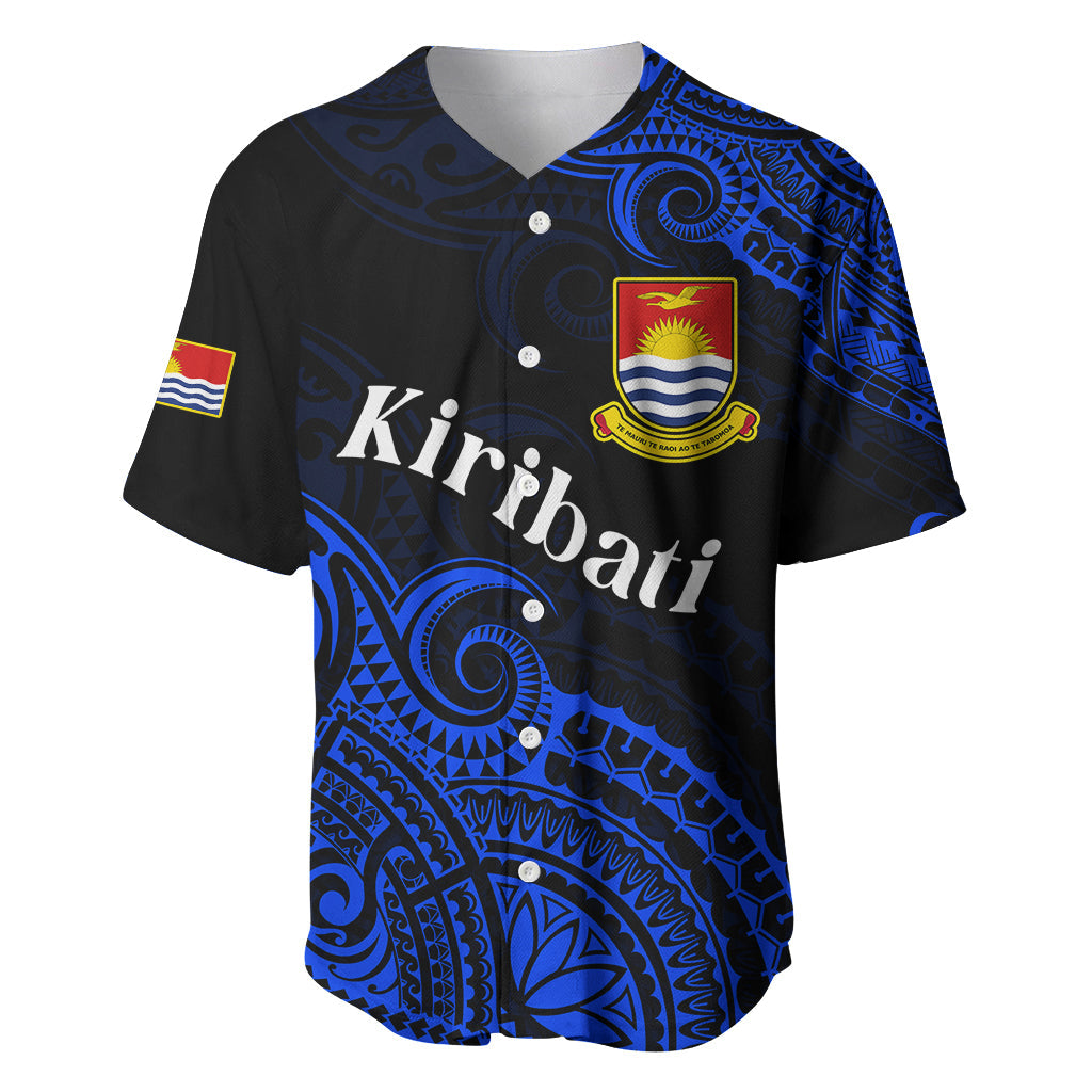 (Custom Personalised) Ribaberiki Kiribati Coat Of Arms Mix Blue Polynesian Baseball Jersey