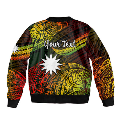 (Custom Personalised) Nauru Polynesian Hibiscus Naoero Reggae Bomber Jacket