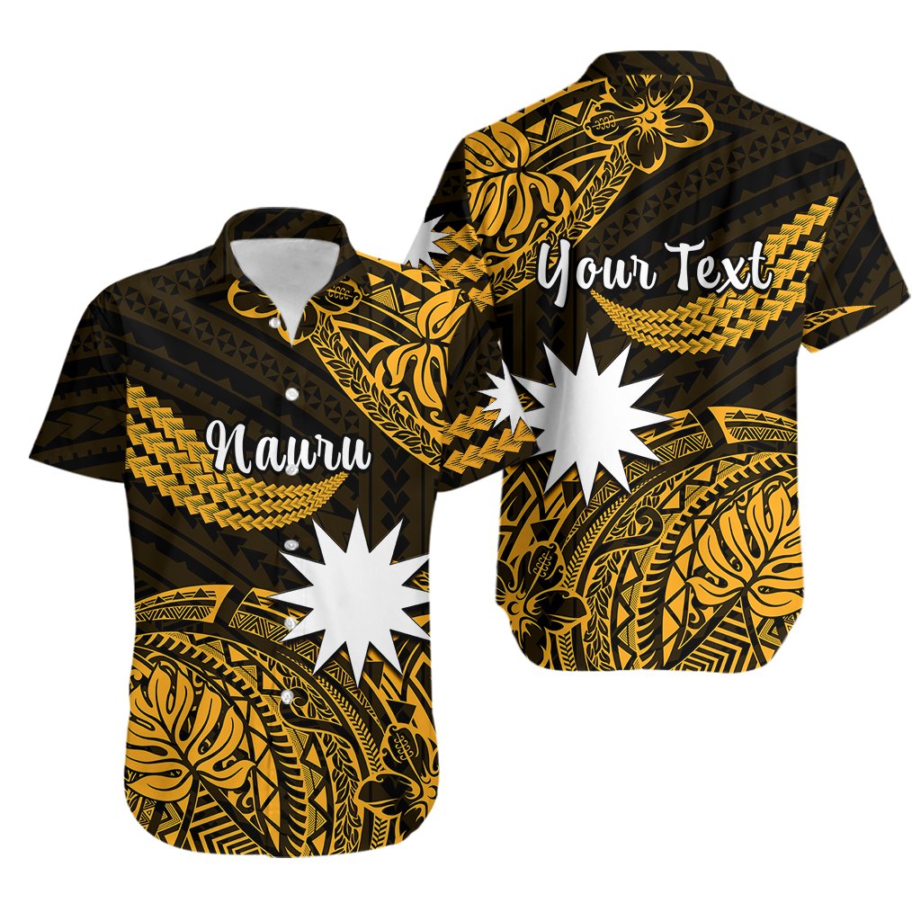 Custom Personalised Nauru Polynesian Hibiscus Naoero Glod Hawaiian Shirt