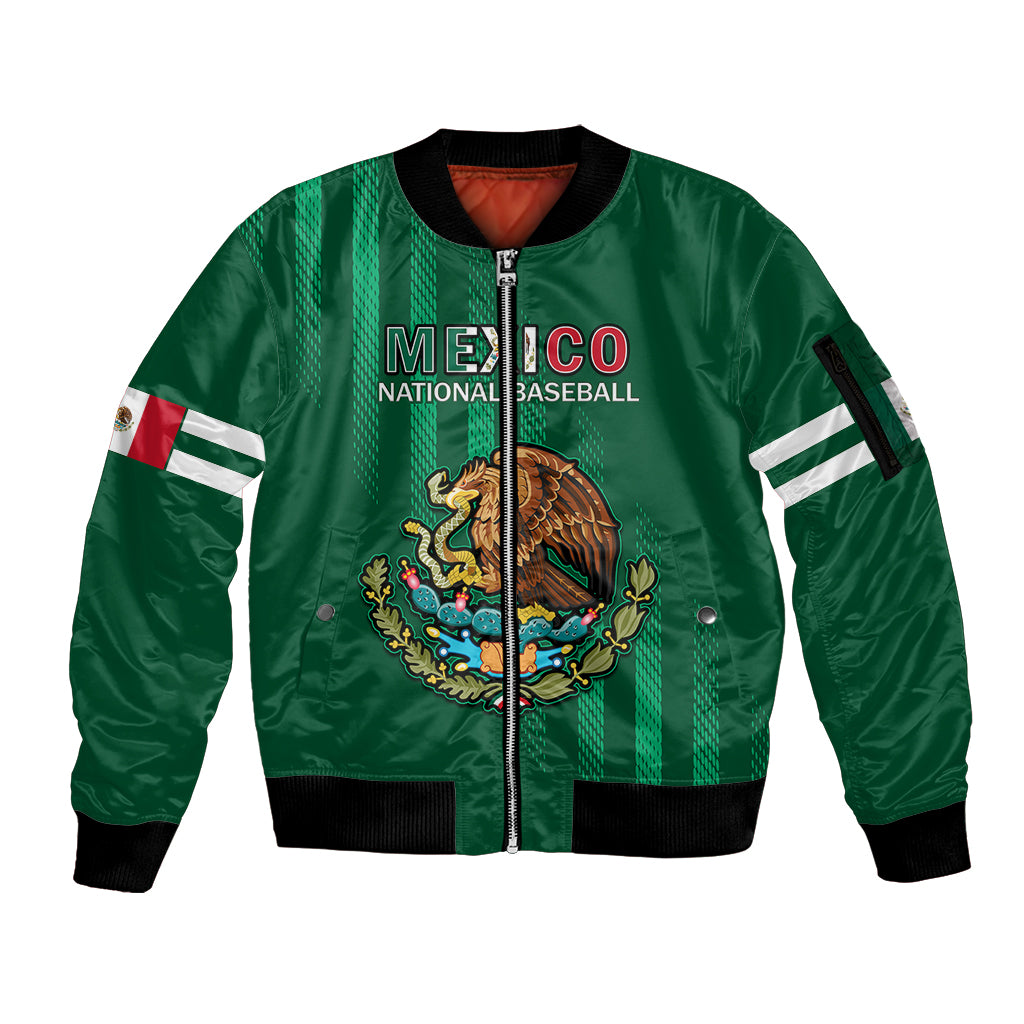 Mexico 2023 Baseball Mix Coat Of Arms Sleeve Zip Bomber Jacket