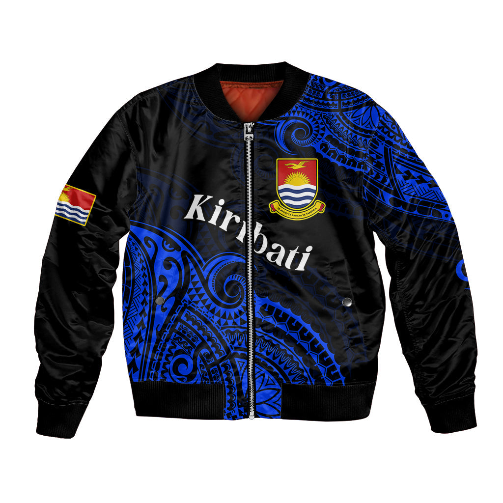 (Custom Personalised) Ribaberiki Kiribati Coat Of Arms Mix Blue Polynesian Bomber Jacket