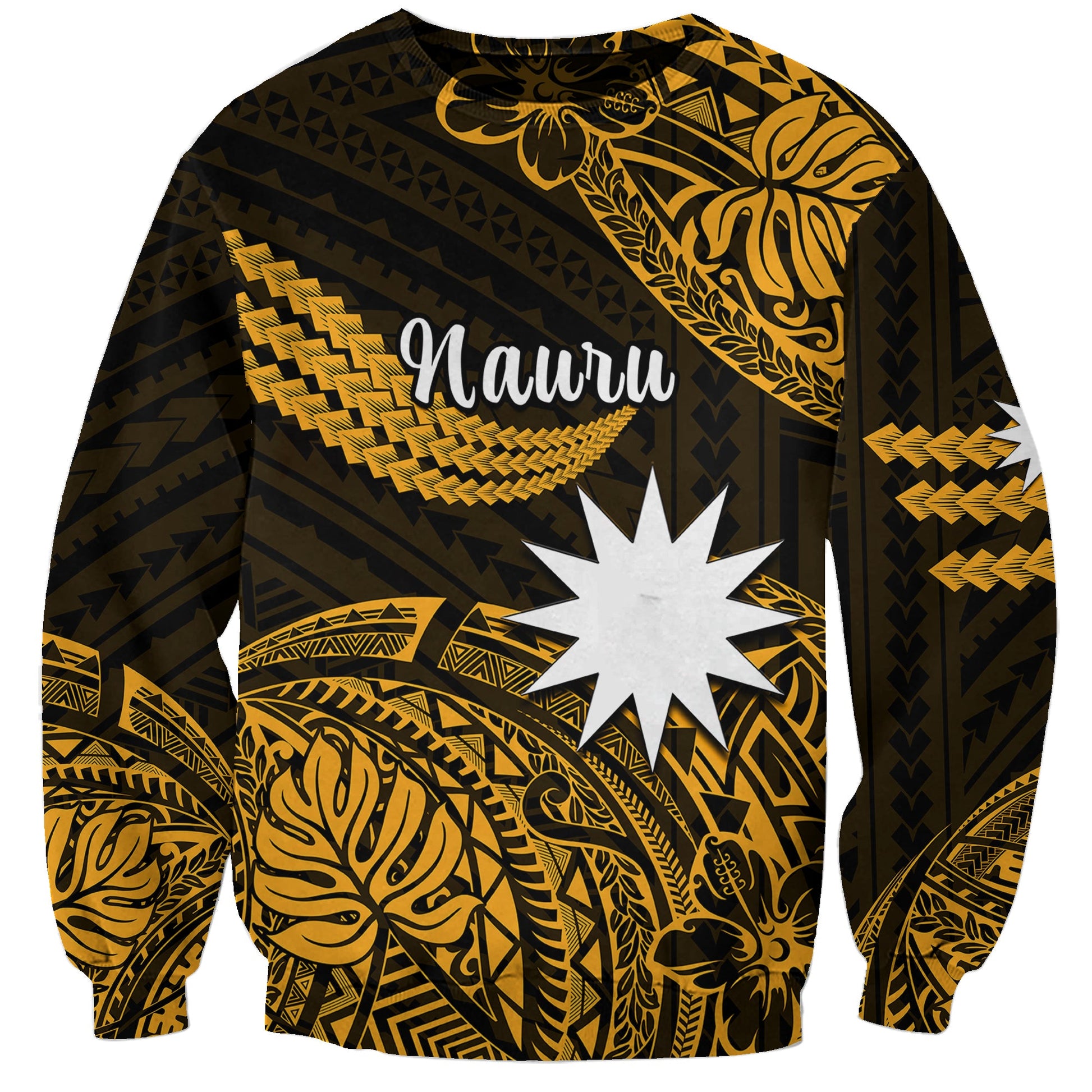 Nauru Polynesian Hibiscus Naoero Glod Sweatshirt