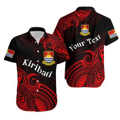 Custom Personalised Ribaberiki Kiribati Coat Of Arms Mix Red Polynesian Hawaiian Shirt