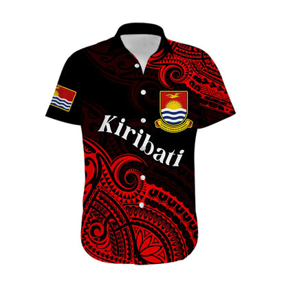 Custom Personalised Ribaberiki Kiribati Coat Of Arms Mix Red Polynesian Hawaiian Shirt