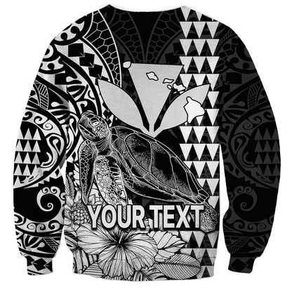 Custom Personalised Kakau Polynesian Tribal Hawaiian Turtle with Kanaka Maoli Black Sweatshirt