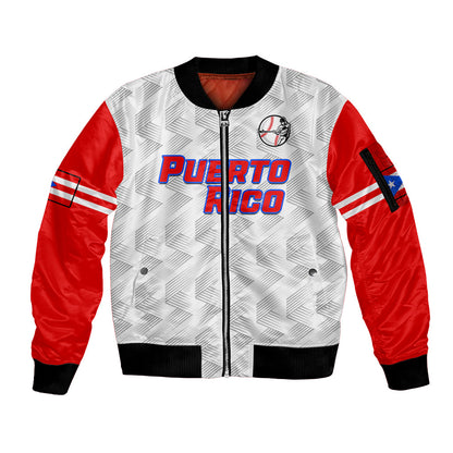 (Custom Text And Number) Puerto Rico 2023 Baseball Dynamic Sleeve Zip Bomber Jacket