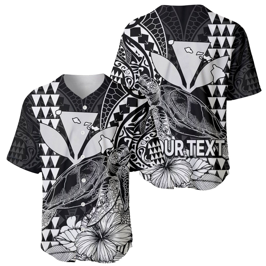 (Custom Personalised) Kakau Polynesian Tribal Hawaiian Turtle with Kanaka Maoli Black Baseball Jersey