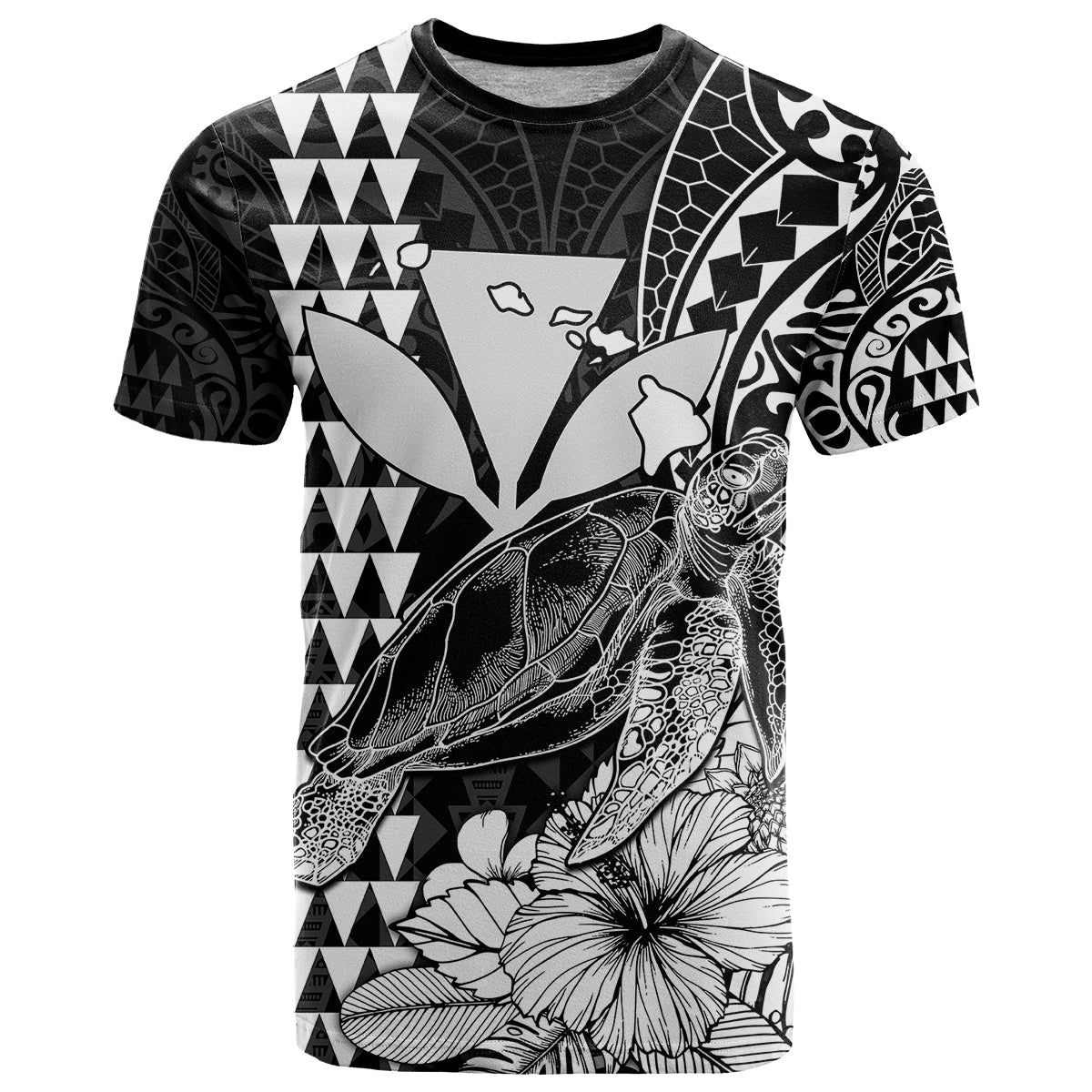 Kakau Polynesian Tribal Hawaiian Turtle With Kanaka Maoli Black T Shirt