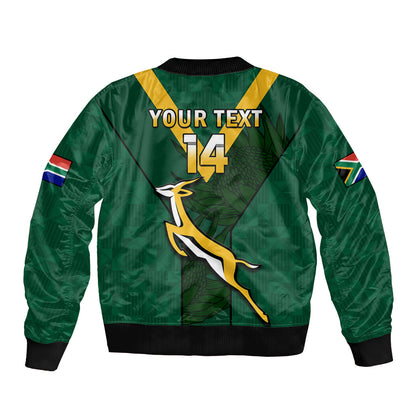 (Custom Text And Number) South Africa Rugby Go Blitzboks Sevens Sleeve Zip Bomber Jacket