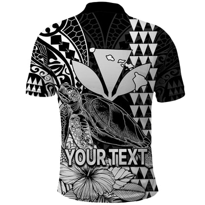 Custom Personalised Kakau Polynesian Tribal Hawaiian Turtle with Kanaka Maoli Black Polo Shirt
