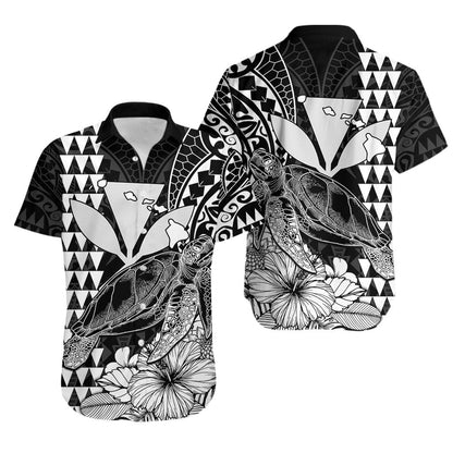 Kakau Polynesian Tribal Hawaiian Turtle with Kanaka Maoli Black Hawaiian Shirt
