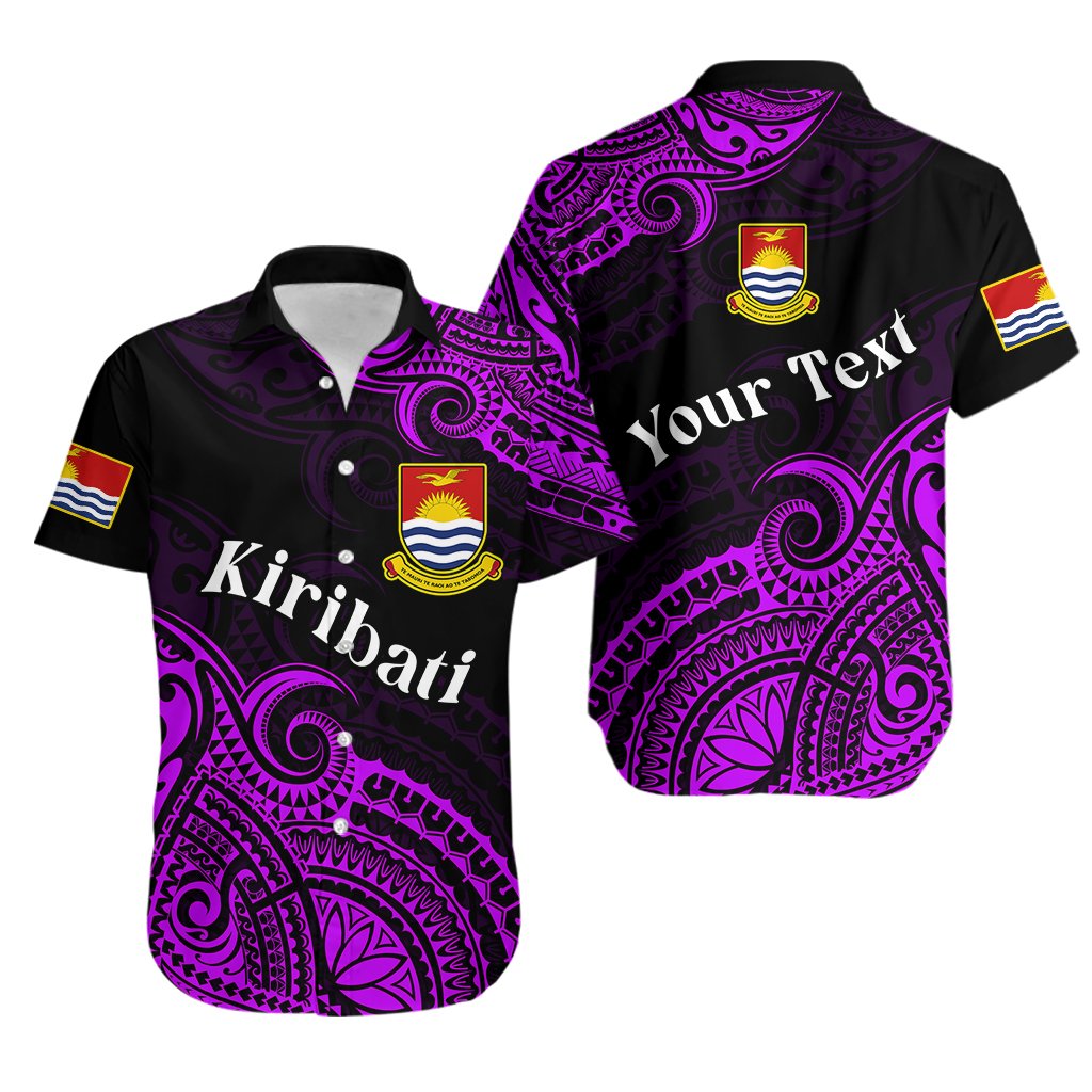 Custom Personalised Ribaberiki Kiribati Coat Of Arms Mix Purple Polynesian Hawaiian Shirt