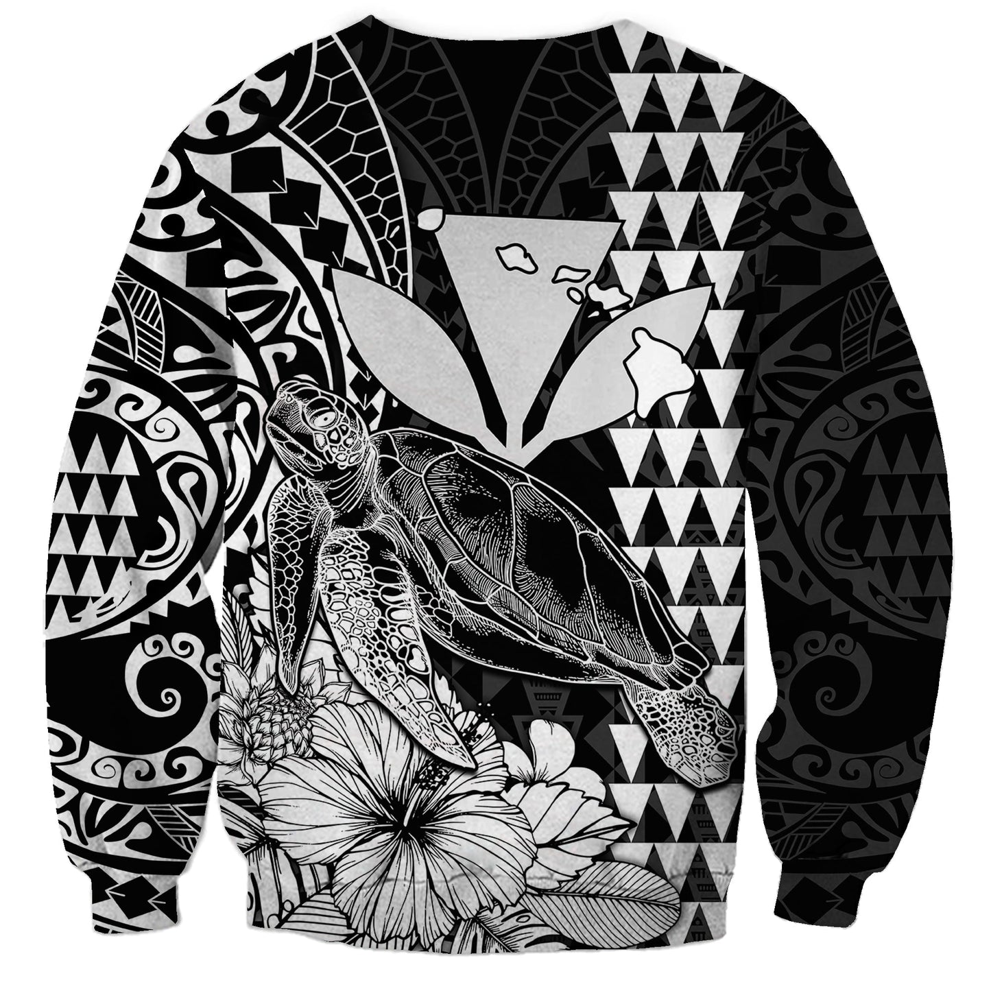 Kakau Polynesian Tribal Hawaiian Turtle with Kanaka Maoli Black Sweatshirt