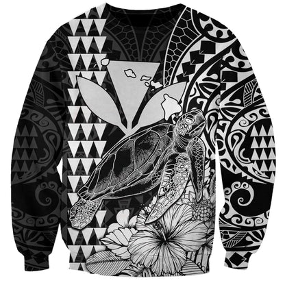 Kakau Polynesian Tribal Hawaiian Turtle with Kanaka Maoli Black Sweatshirt