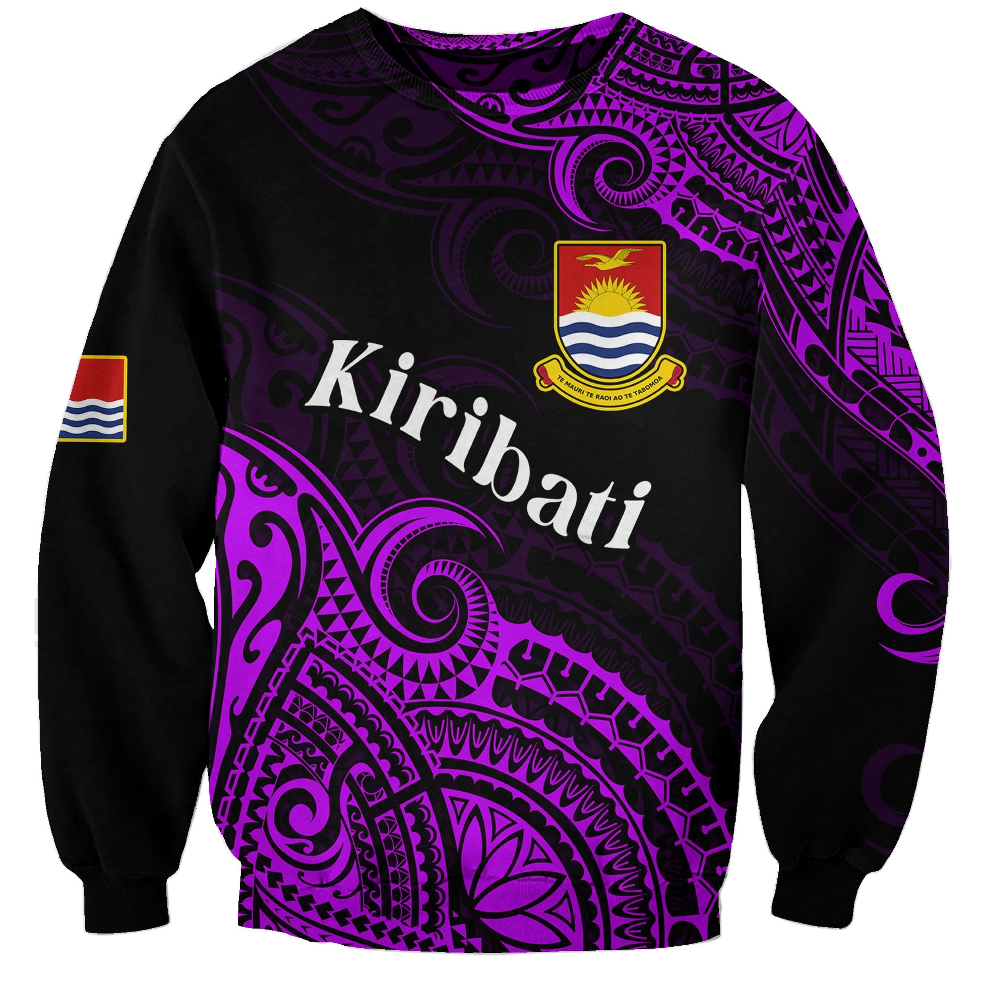 Custom Personalised Ribaberiki Kiribati Coat Of Arms Mix Purple Polynesian Sweatshirt