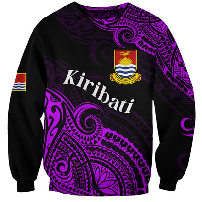 Custom Personalised Ribaberiki Kiribati Coat Of Arms Mix Purple Polynesian Sweatshirt