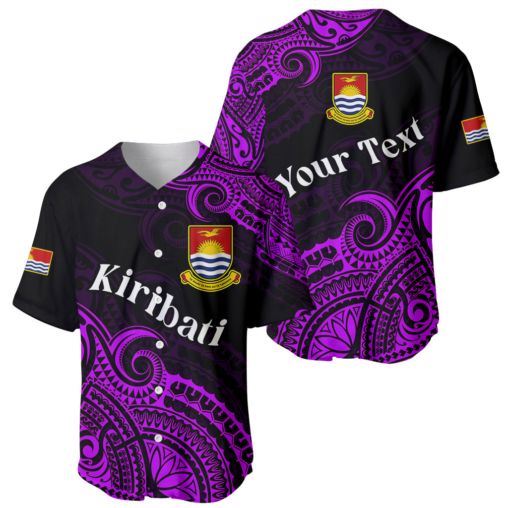 (Custom Personalised) Ribaberiki Kiribati Coat Of Arms Mix Purple Polynesian Baseball Jersey