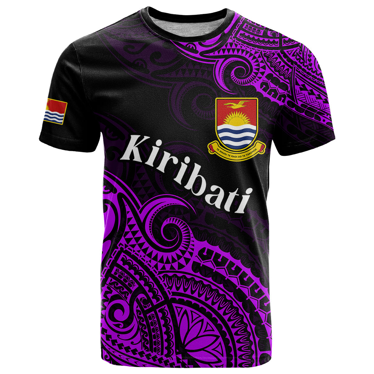 (Custom Personalised) Ribaberiki Kiribati Coat Of Arms Mix Purple Polynesian T Shirt